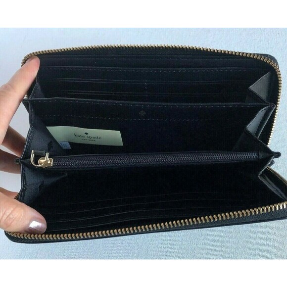 New Kate Spade Cameron Large Continental Wallet Saffiano Leather Black - Picture 4 of 7
